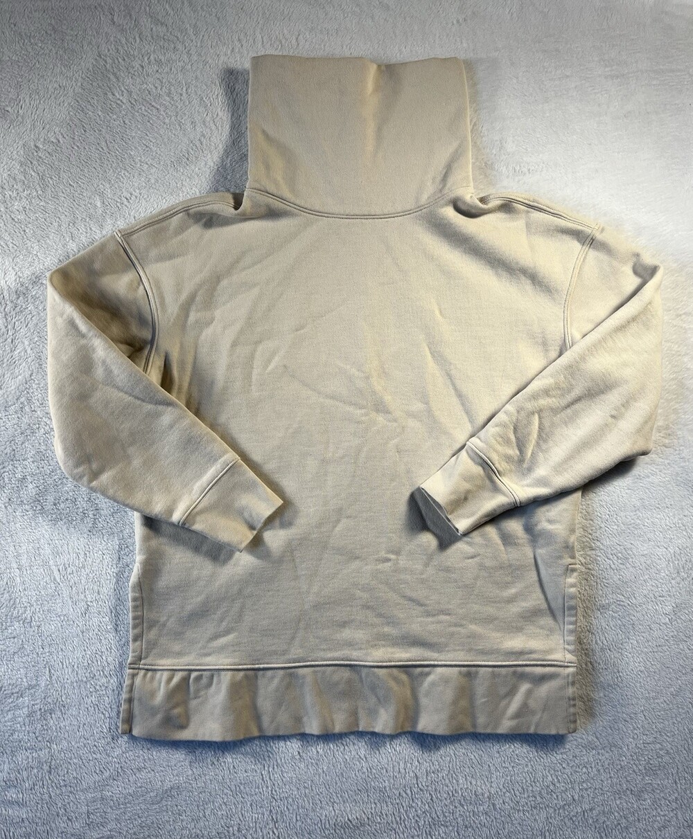 Athleta 24/7 Funnel Neck Sweatshirt Women’s Small Ivory Fleece Lined Pullover